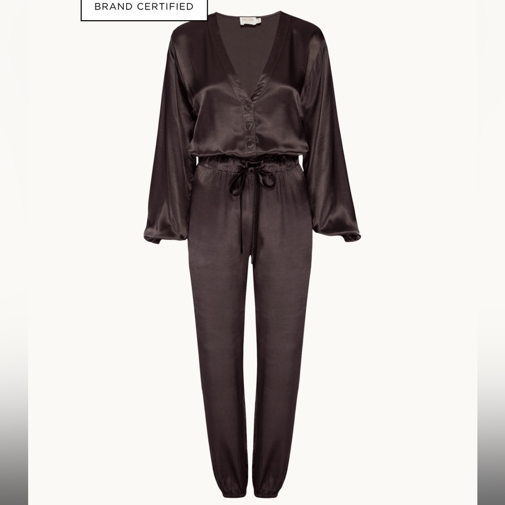 *NWT* NATION LTD Salma Silk/Satin Jumpsuit in Liquid Metal